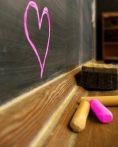 A heart on the black board