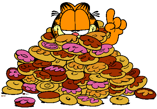 Garfield in huge pile a food