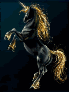 Black Gold Glitter Unicorn