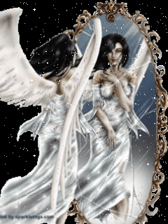 angel infrnt of miror