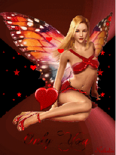 angel in red nd red waving heart