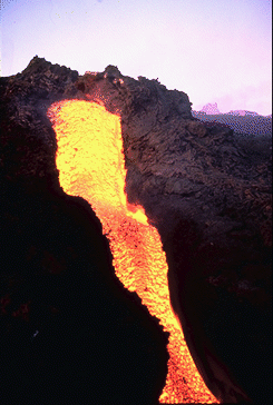 Lava flow during the 1985 eruption of Etna.