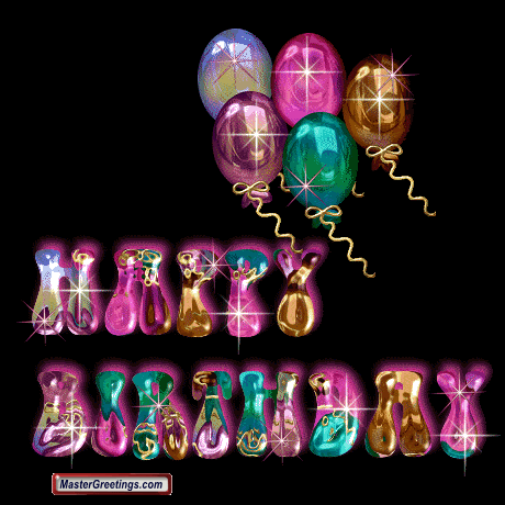 happy b day/glitters/balloons