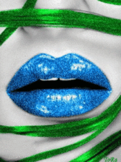 Blue glittrd lips