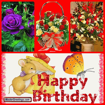 happy b day/assorted flowers