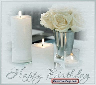 white candles/happy birthday