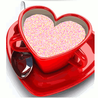 cream cofi in heart shape cup