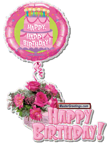 happy b day/pin  flowers/balloon