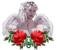 Angel & 2 Red Roses