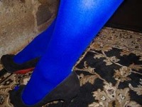 Heels n blue tights