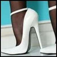 White heels black stockin