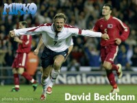 Beckham celebrating a goa