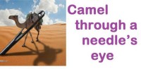 A camel through a needle,