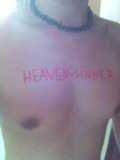 my chest with fan sign